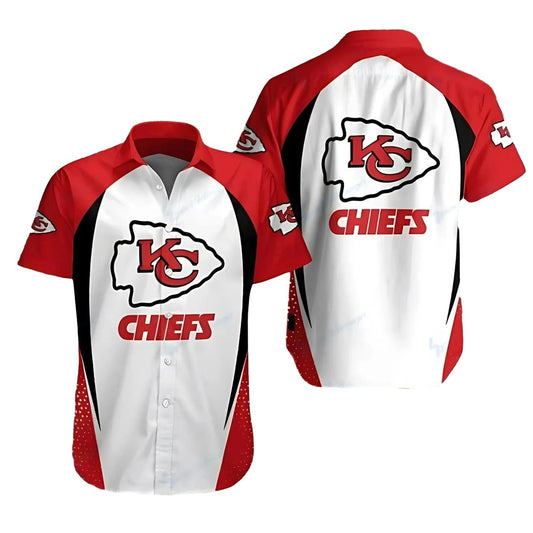 Kansas City Chiefs Graphic Printed Unisex White & Red Hawaiian Shirt - Moonbestprint