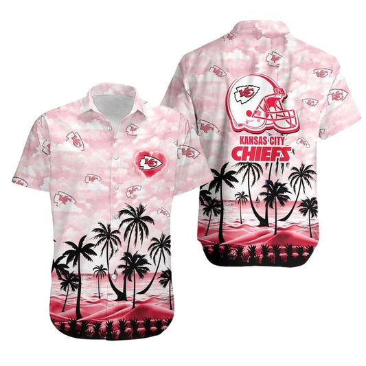 Kansas City Chiefs Graphic Hawaiian Shirt With Coconut Palms Unisex Aloha Tee - Moonbestprint