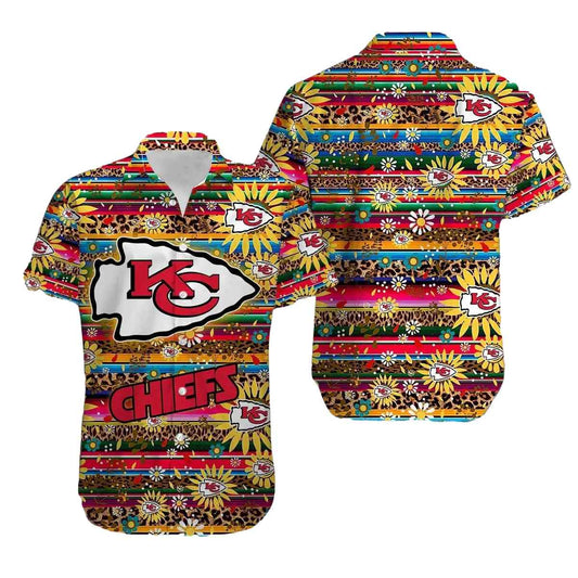Kansas City Chiefs Unisex Graphic Hawaiian Shirt With Colorful Palm Leaves - Moonbestprint
