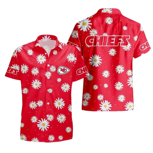Kansas City Chiefs Red Daisy Hawaiian Shirt Unisex Graphic Tee - Moonbestprint