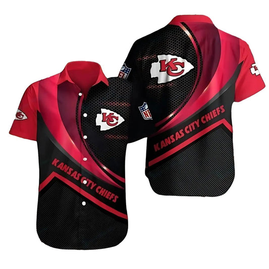 Kansas City Chiefs Graphic Printed Black & Red Hawaiian Shirt - Unisex - Moonbestprint