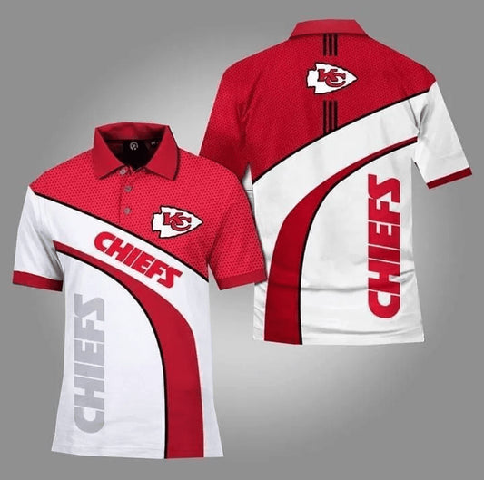 Kansas City Chiefs Dynamic Stripes Red and White Polo Shirt - Moonbestprint