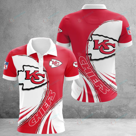 Kansas City Chiefs Dynamic Wave 3D Polo Shirt - Moonbestprint