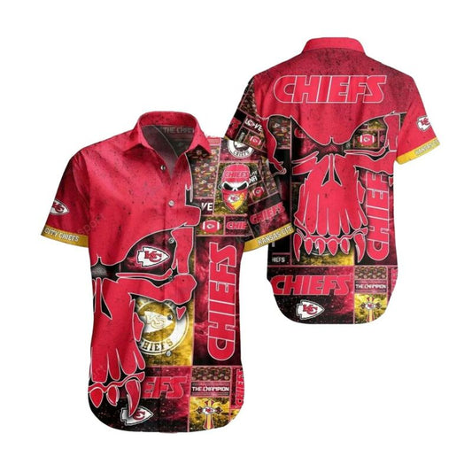Kansas City Chiefs Graphic Printed Unisex Fierce Skull Hawaiian Shirt - Moonbestprint