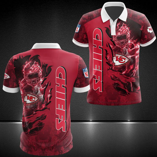 Kansas City Chiefs Fiery Player 3D Polo Shirt - Moonbestprint