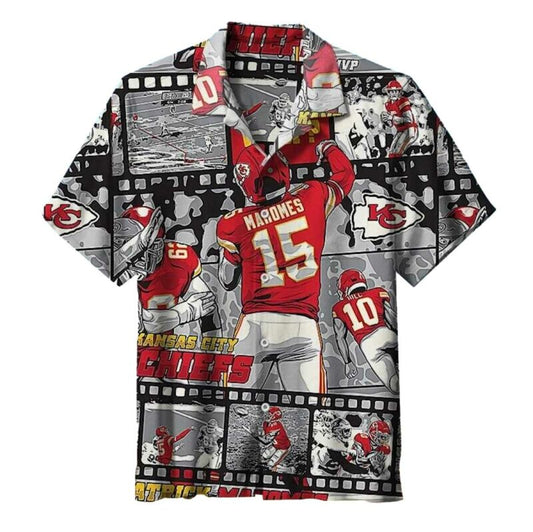 Kansas City Chiefs Mahomes #15 Graphic Hawaiian Shirt Unisex Aloha Tee - Moonbestprint