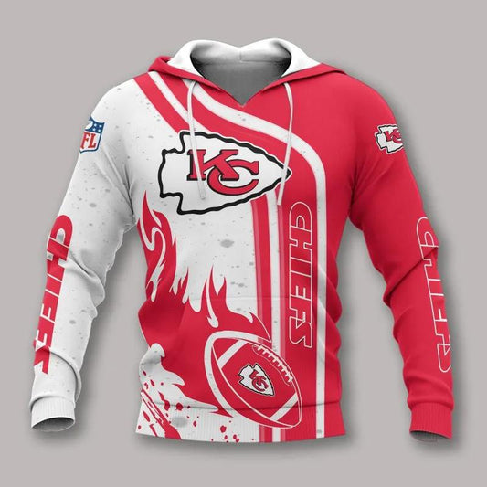 Kansas City Chiefs Fire Ball NFL 3D All Over Print Hoodie -Moonbestprint