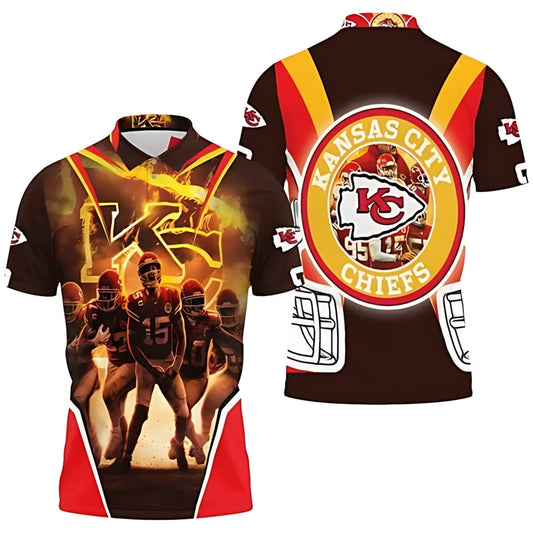 Kansas City Chiefs Firestorm Dominance 3D Polo Shirt - Moonbestprint