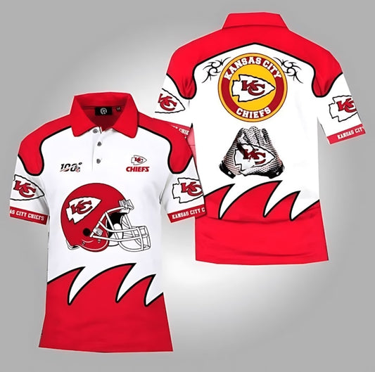 Kansas City Chiefs Flame Glory Polo Shirt - Moonbestprint
