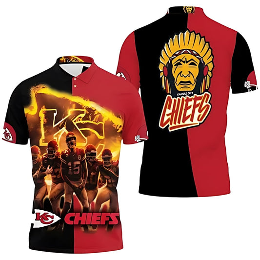 Kansas City Chiefs Flame of Glory 3D Polo Shirt - Moonbestprint