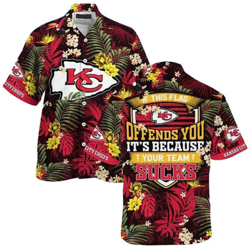 Kansas City Chiefs Floral Graphic Hawaiian Shirt Unisex Fan Tee - Moonbestprint