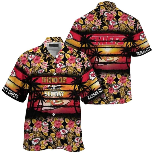Kansas City Chiefs Floral Sunset Vibes Unisex Hawaiian Shirt Gift - Moonbestprint