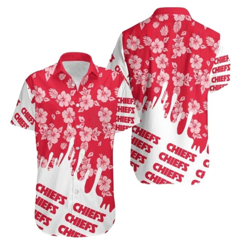 Kansas City Chiefs Red White Hibiscus Graphic Hawaiian Shirt - Unisex - Moonbestprint
