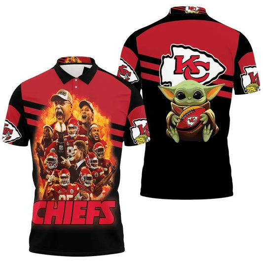 Kansas City Chiefs Galactic Fan Baby Yoda-themed Polo Shirt - Moonbestprint
