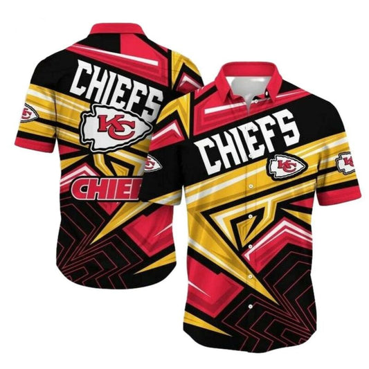 Kansas City Chiefs Geometric Graphic Hawaiian Shirt Unisex Aloha Tee - Moonbestprint