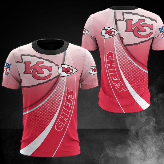Kansas City Chiefs Gradient Curve 3D Polo Shirt - Moonbestprint