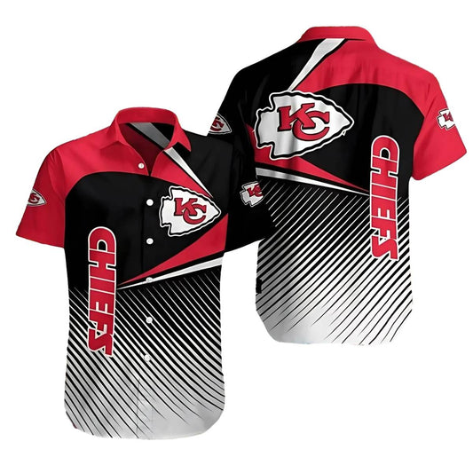 Kansas City Chiefs Unisex Graphic Printed Gradient Stripes Hawaiian Shirt - Moonbestprint