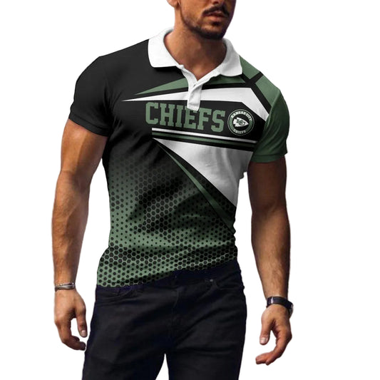 Kansas City Chiefs Green Gradient Polo Shirt - Moonbestprint