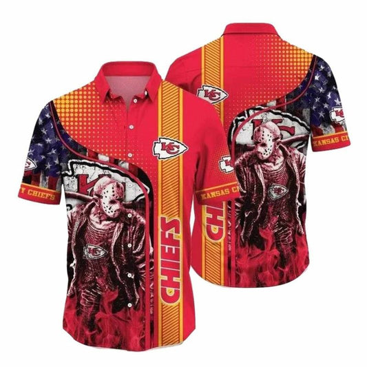 Kansas City Chiefs Halloween Graphic Hawaiian Shirt Unisex Gift Tee - Moonbestprint