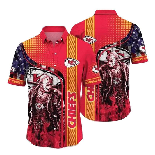 Kansas City Chiefs Halloween Graphic Hawaiian Shirt Unisex Gift Tee - Moonbestprint
