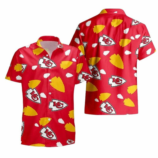 Kansas City Chiefs Graphic Printed Yellow Red Hawaiian Shirt Unisex Gift - Moonbestprint
