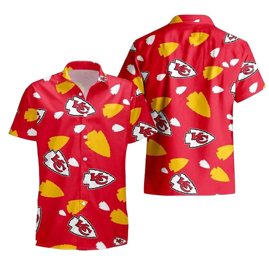 Kansas City Chiefs Graphic Printed Yellow Red Hawaiian Shirt Unisex Gift - Moonbestprint
