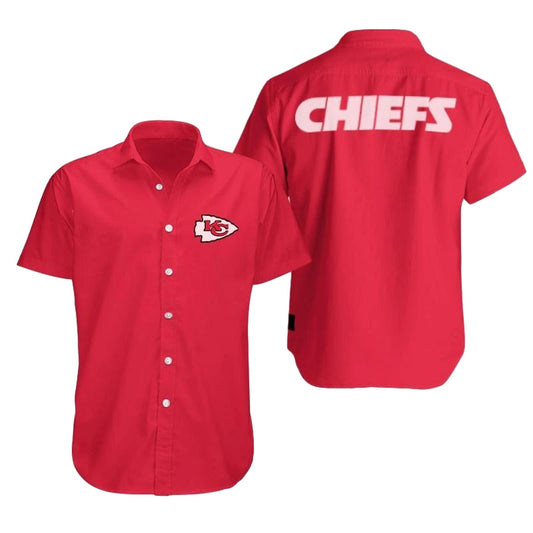 Kansas City Chiefs Red Aloha Shirt Unisex Graphic Hawaiian Tee - Moonbestprint