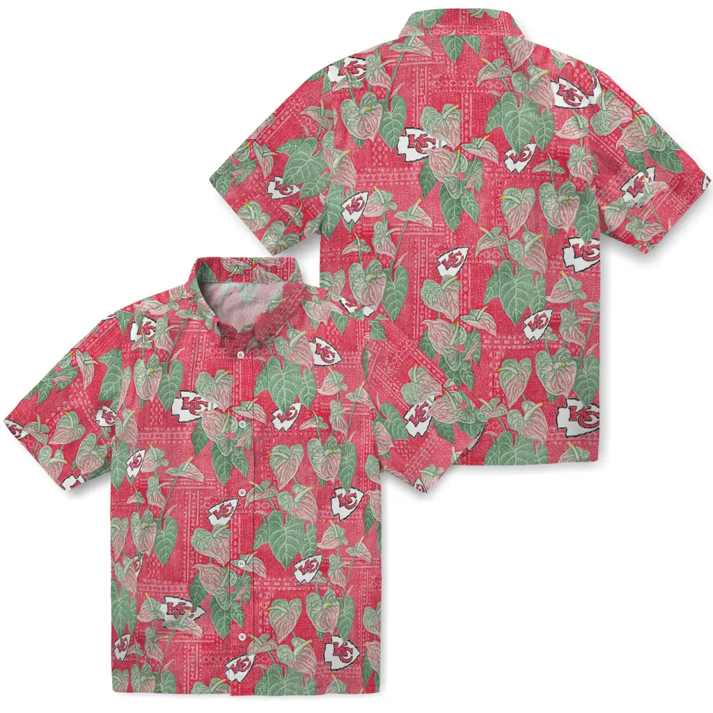Kansas City Chiefs Hawaiian Shirt - Anthurium Overlay | Moonbestprint