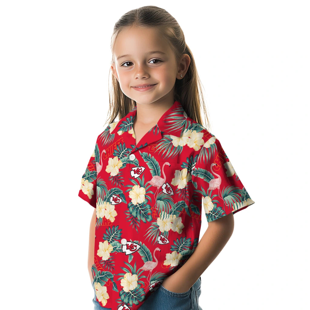 Kansas City Chiefs Hawaiian Shirt - Flamingo and Hibiscus | Moonbestprint