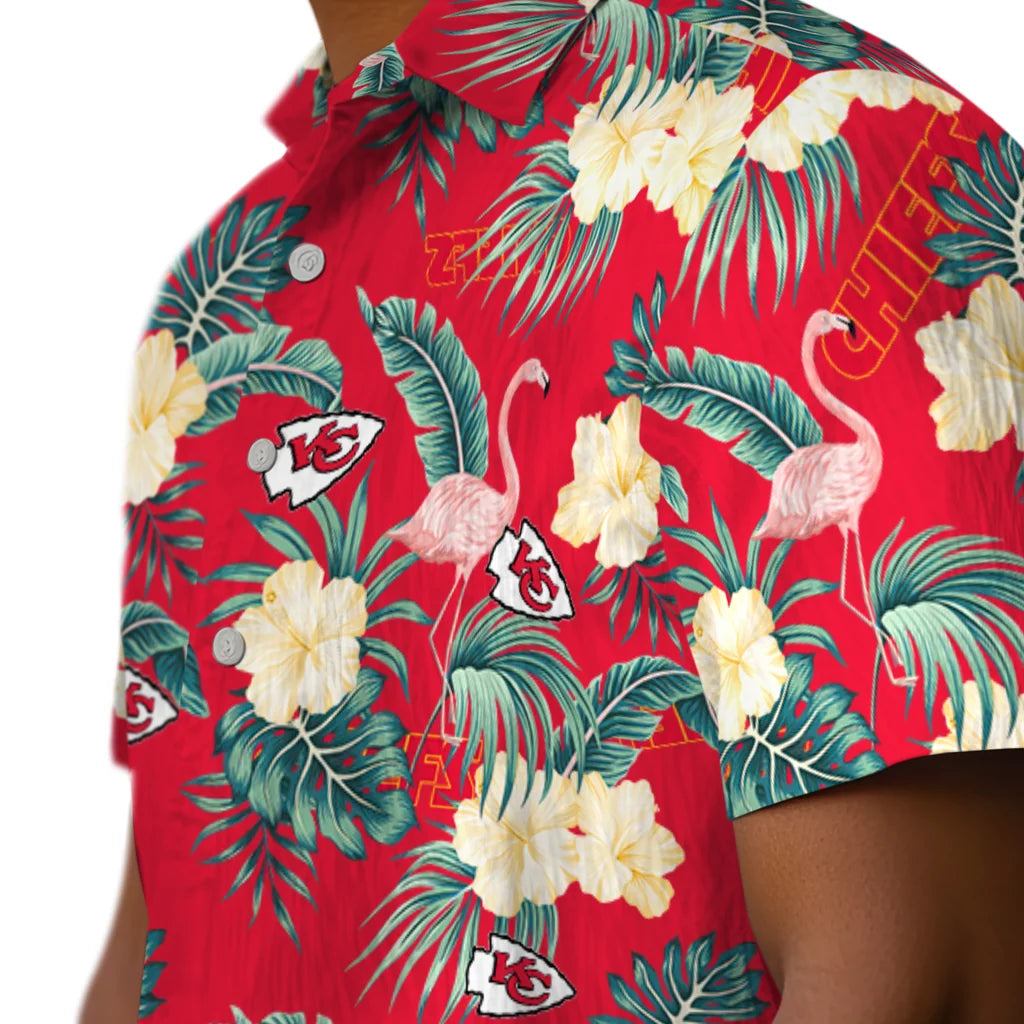 Kansas City Chiefs Hawaiian Shirt - Flamingo and Hibiscus | Moonbestprint