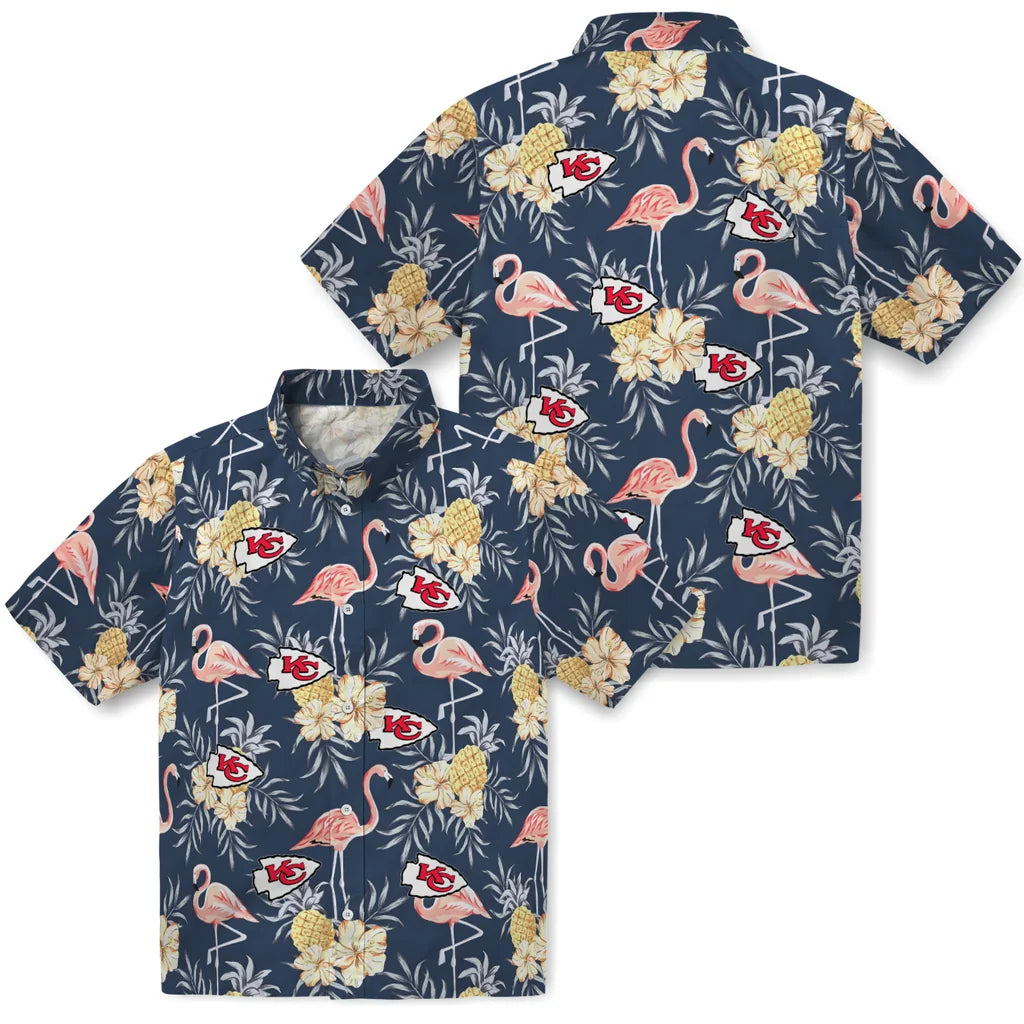 Kansas City Chiefs Hawaiian Shirt - Flamingo Hibiscus | Moonbestprint
