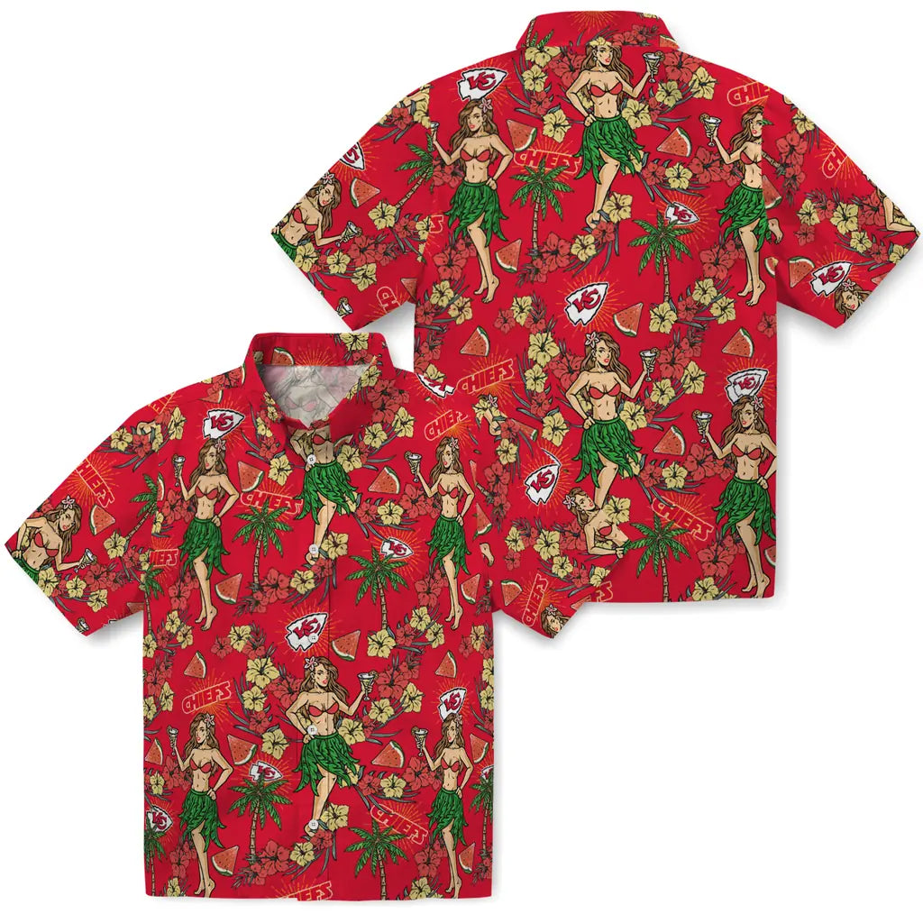 Kansas City Chiefs Hawaiian Shirt - Hawaiian Girls Design | Moonbestprint