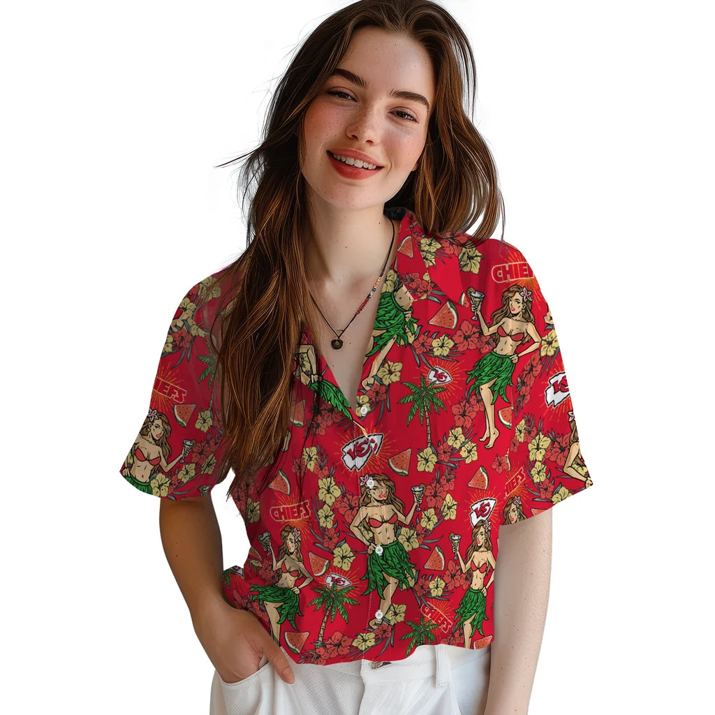 Kansas City Chiefs Hawaiian Shirt - Hawaiian Girls Design | Moonbestprint