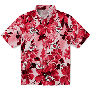 Kansas City Chiefs Hawaiian Shirt - Hibiscus Arrangement | Moonbestprint