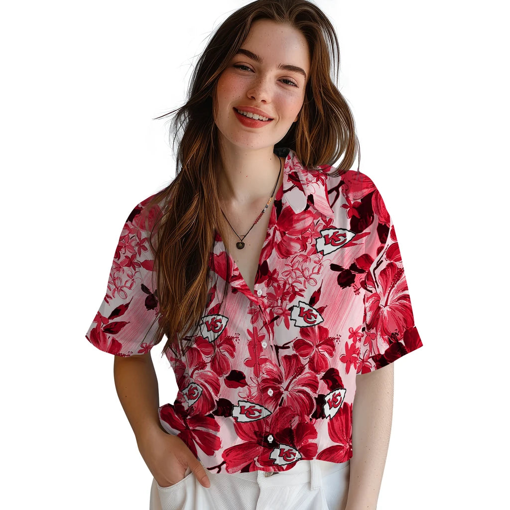 Kansas City Chiefs Hawaiian Shirt - Hibiscus Arrangement | Moonbestprint