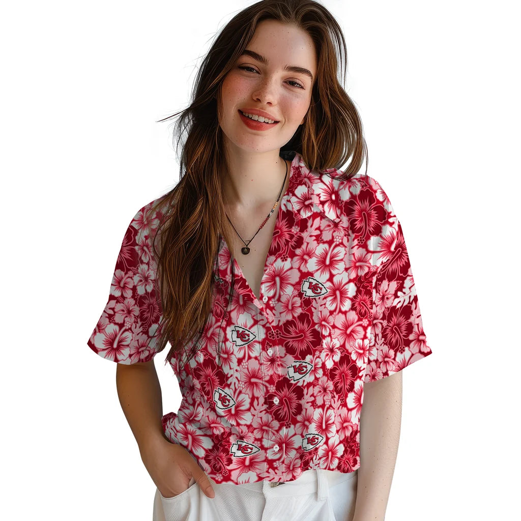 Kansas City Chiefs Hawaiian Shirt - Hibiscus Blooms | Moonbestprint