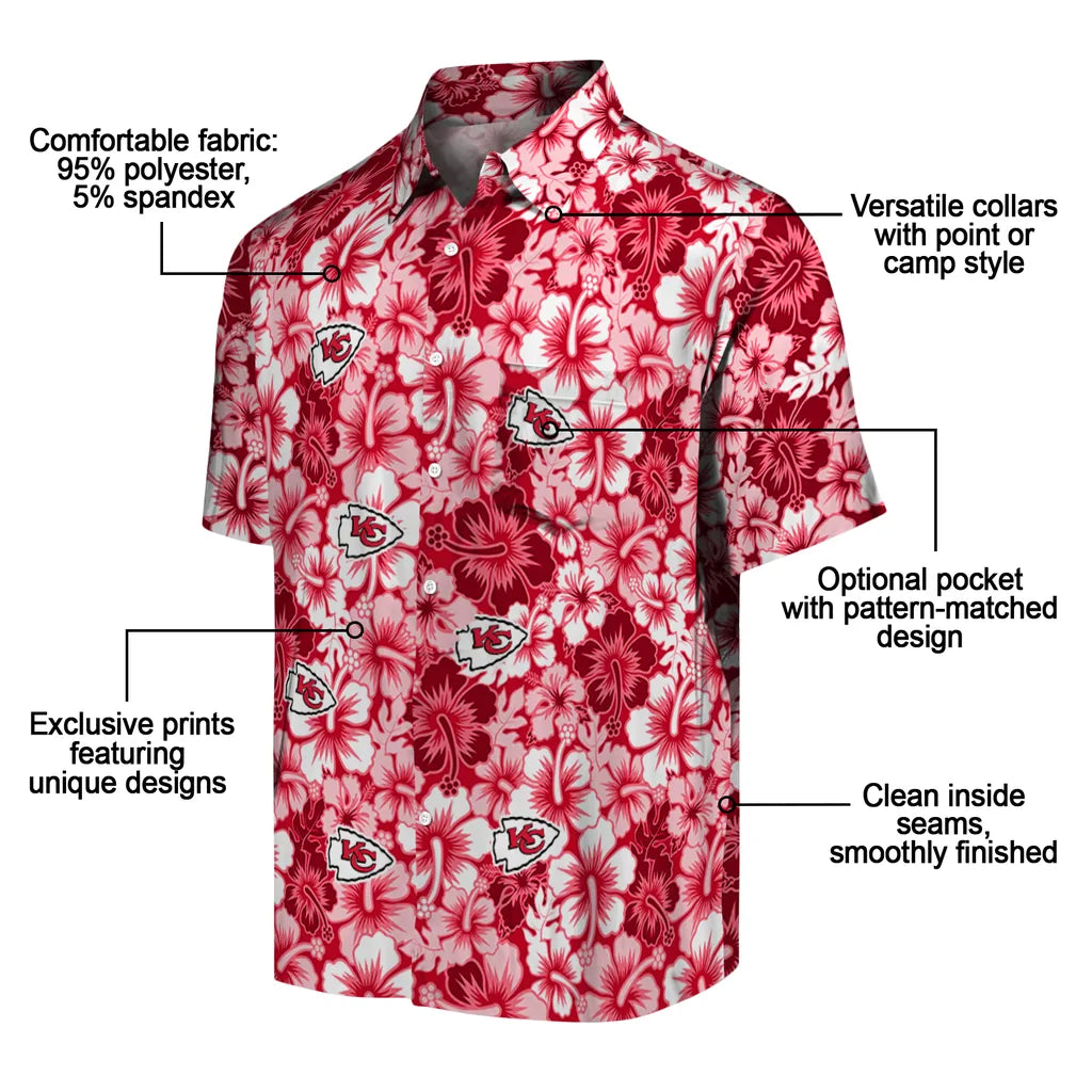 Kansas City Chiefs Hawaiian Shirt - Hibiscus Blooms | Moonbestprint