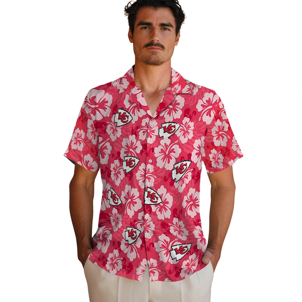 Kansas City Chiefs Hawaiian Shirt - Hibiscus Cluster | Moonbestprint