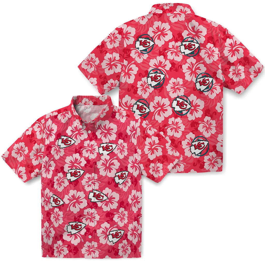 Kansas City Chiefs Hawaiian Shirt - Hibiscus Cluster | Moonbestprint