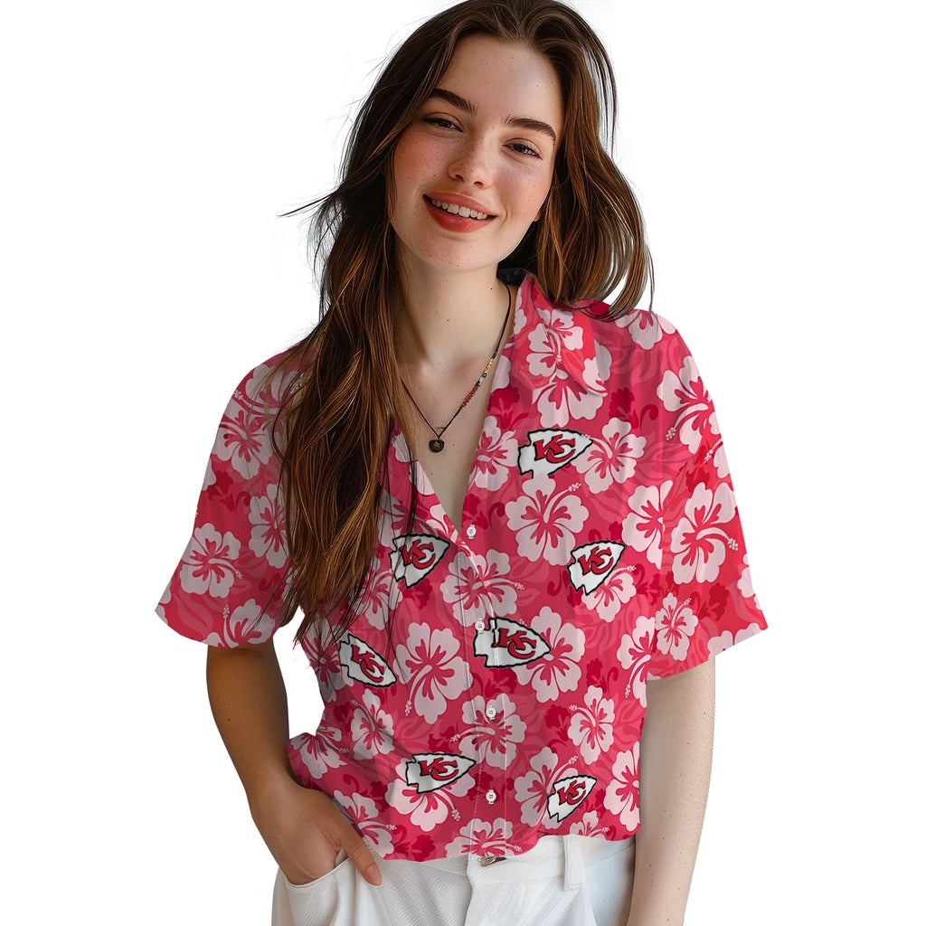 Kansas City Chiefs Hawaiian Shirt - Hibiscus Cluster | Moonbestprint