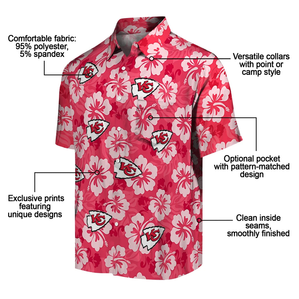 Kansas City Chiefs Hawaiian Shirt - Hibiscus Cluster | Moonbestprint