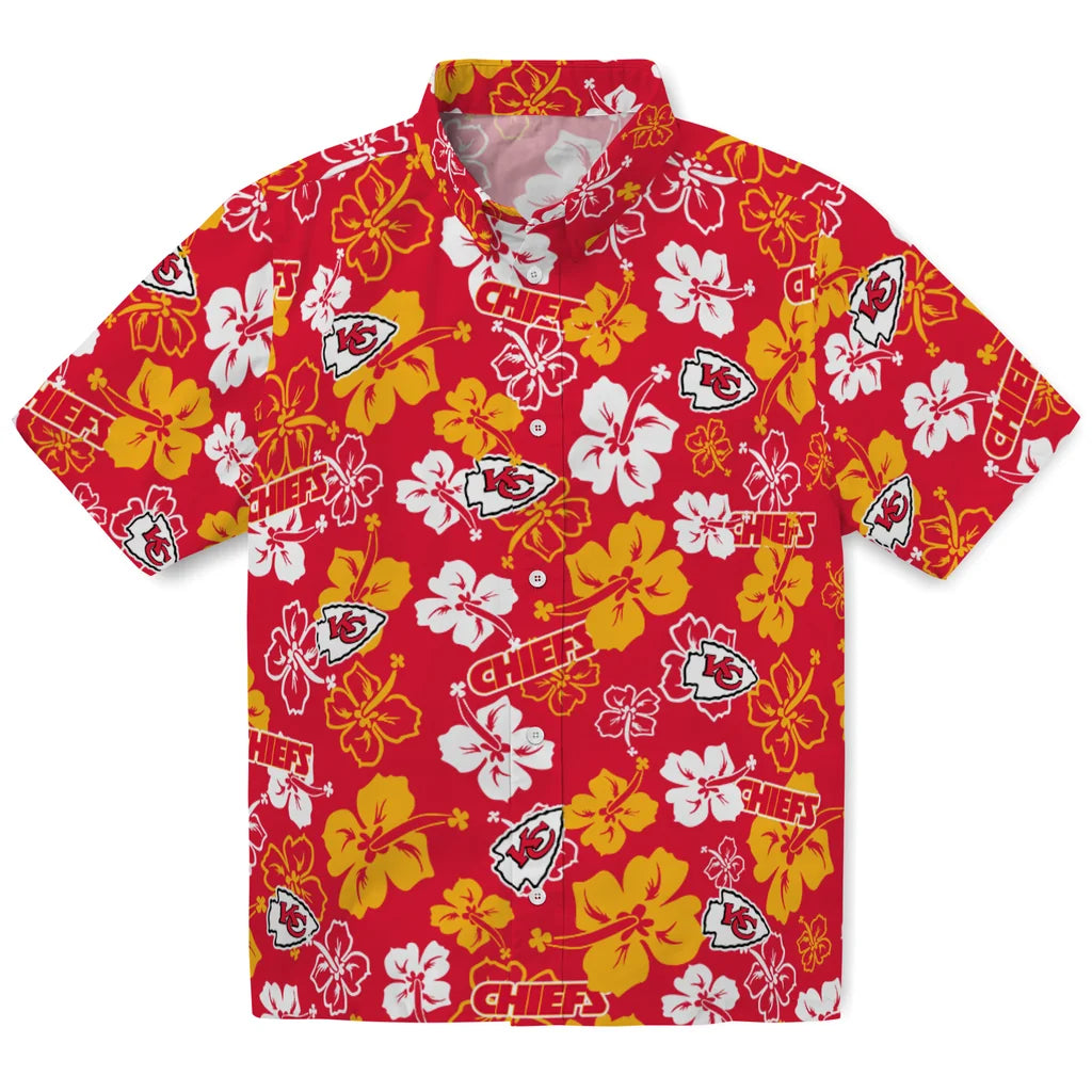 Kansas City Chiefs Hawaiian Shirt - Hibiscus Flower Design | Moonbestprint