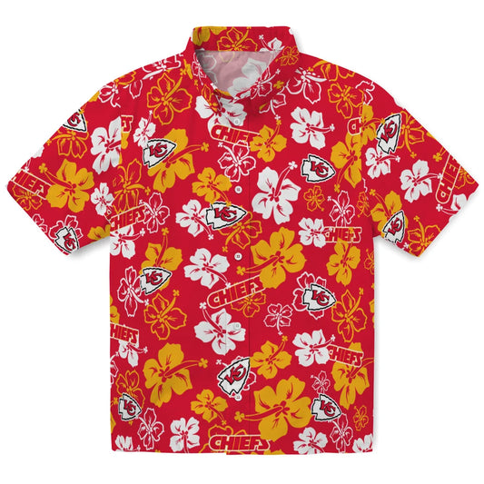 Kansas City Chiefs Hawaiian Shirt - Hibiscus Flower Design | Moonbestprint