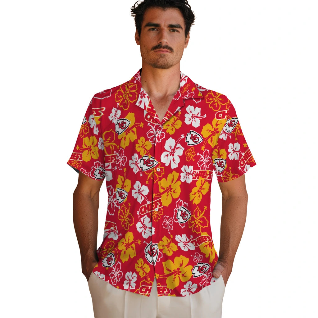 Kansas City Chiefs Hawaiian Shirt - Hibiscus Flower Design | Moonbestprint