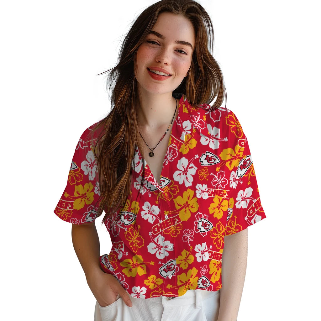Kansas City Chiefs Hawaiian Shirt - Hibiscus Flower Design | Moonbestprint