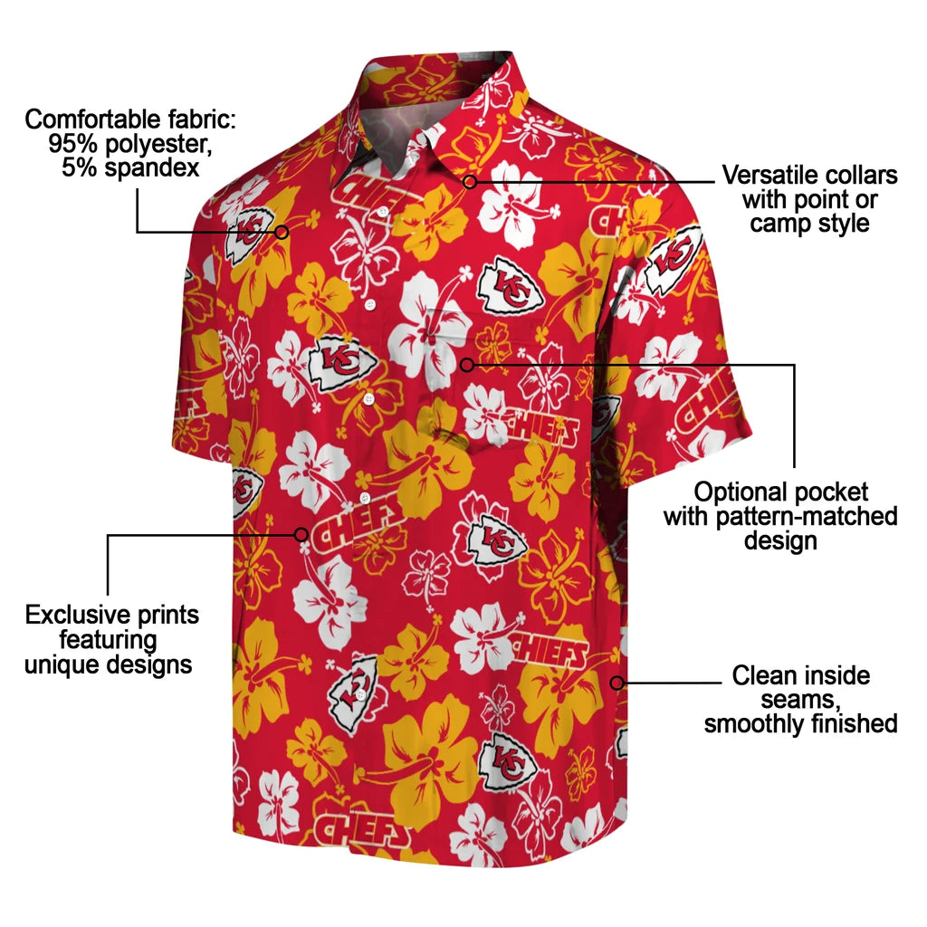 Kansas City Chiefs Hawaiian Shirt - Hibiscus Flower Design | Moonbestprint