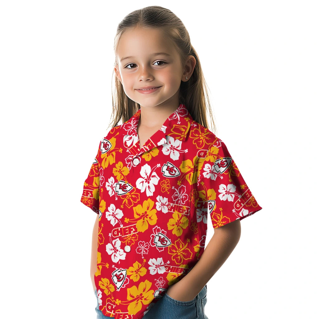 Kansas City Chiefs Hawaiian Shirt - Hibiscus Flower Design | Moonbestprint