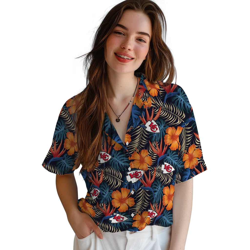 Kansas City Chiefs Hawaiian Shirt - Hibiscus Foliage | Moonbestprint