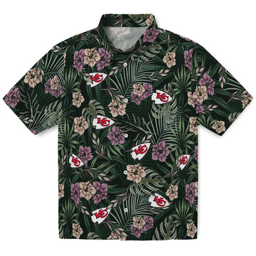 Kansas City Chiefs Hawaiian Shirt - Hibiscus Leaves Pattern | Moonbestprint