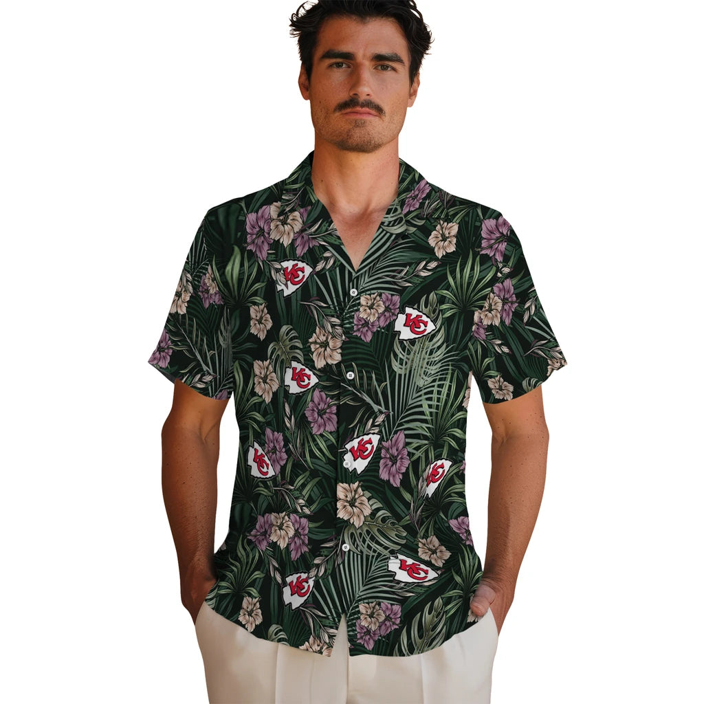 Kansas City Chiefs Hawaiian Shirt - Hibiscus Leaves Pattern | Moonbestprint